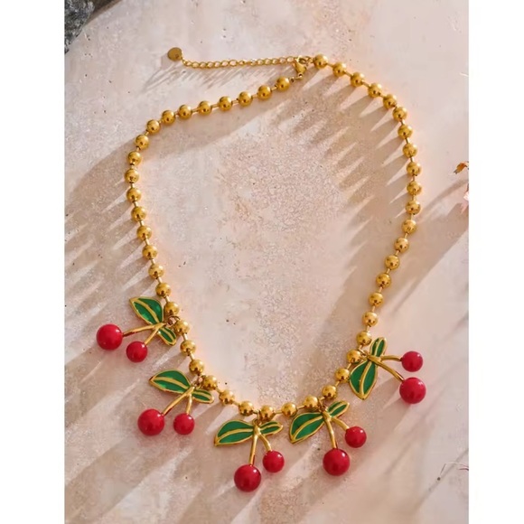 Cherry La Cherie 18K Gold Stainless Steel Waterproof Necklace - Picture 14 of 17